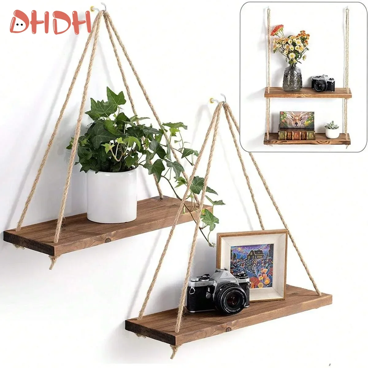 DHDH Деревянный Вращающийся Стул Настенная Полка С Креплением На Шнуре Для Дома