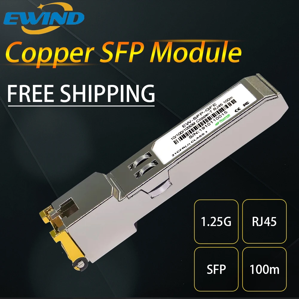EWIND Gigabit RJ45 SFP Module 1000Mbps SFP Copper RJ45 SFP Transceiver Module Compatible for CISCO 1.25 Gigabit Ethernet Switch