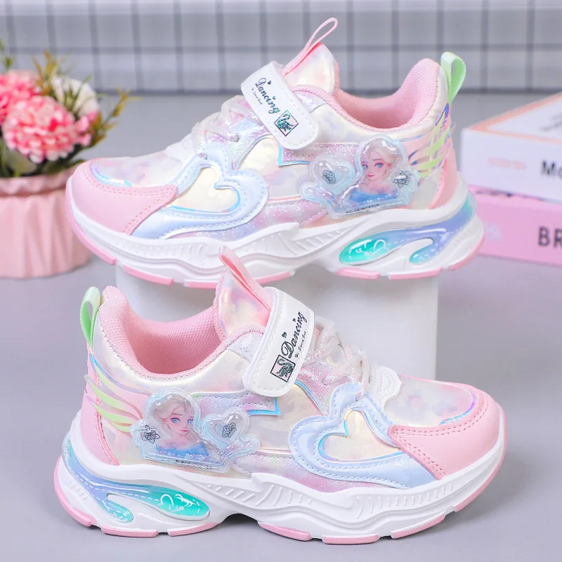 Повседневные туфли Disney для девочек модные спортивные кожаные кроссовки с мягкой