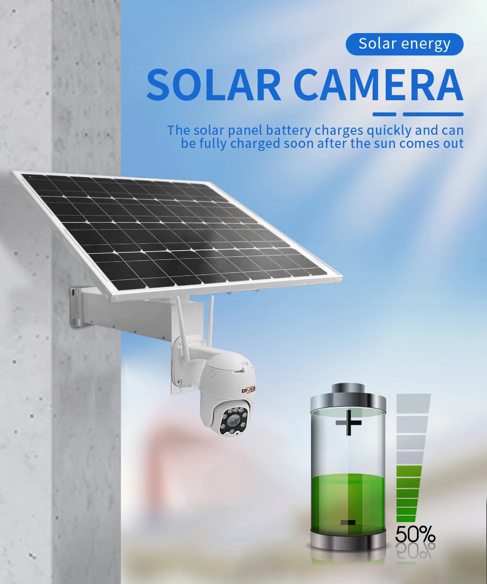 Батарея Enster высокой емкости мониторинг 4G солнечная PTZ-камера с вращением на 360