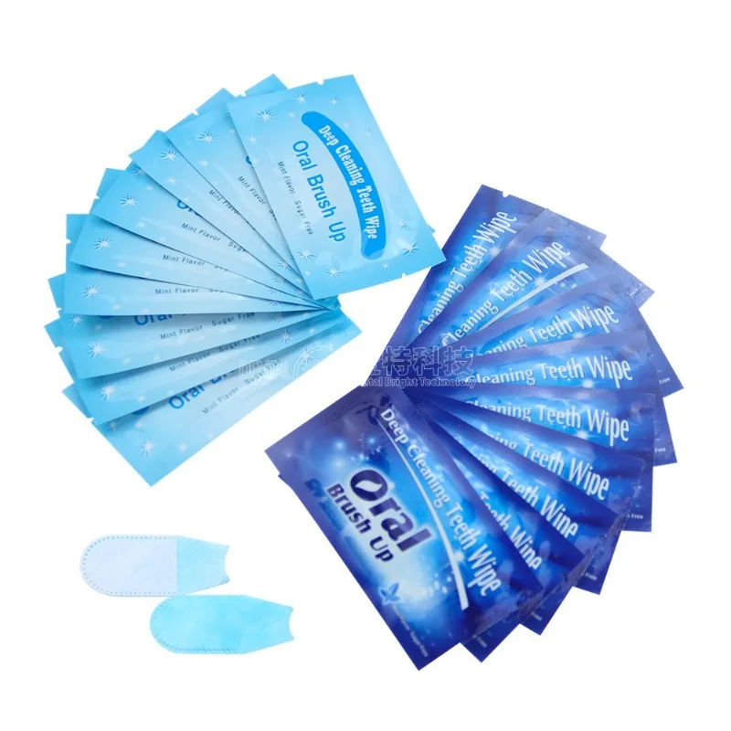 

100pcs Tooth Cleaning Oral Hygiene Care Tool Deep Cleaning Teeth Wipes Teeth Whitening Dental Brush Up Finger Wipe Wholesale