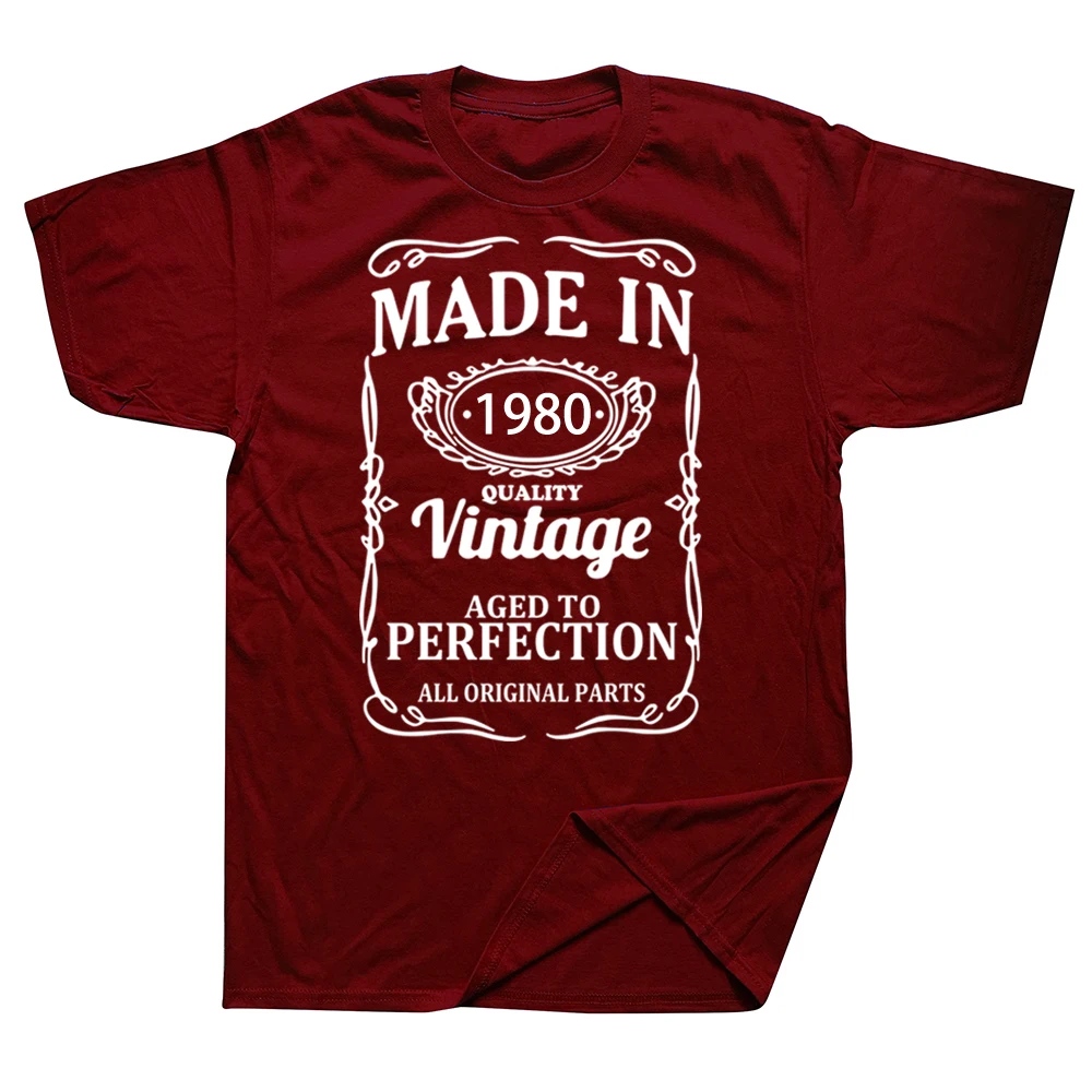 

Made In 1980 T Shirt Birthday Gifts for Men Vintage 42th Limited Edition Graphic Black T-shirt Classic Short Sleeve