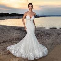 monica gorgeous wedding dress elegant appliqu%c3%a9 tube top summer mermaid beach ball party dress bride robe de novia