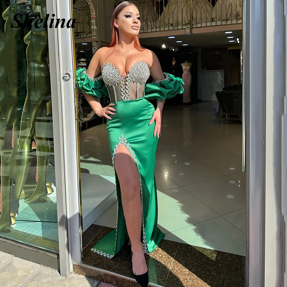 

Shelina Modern Trumpet Evening Dress Sweetheart Crystal Pleat Split Sweep Train Backless Robes De Soirée Made To Order 2024