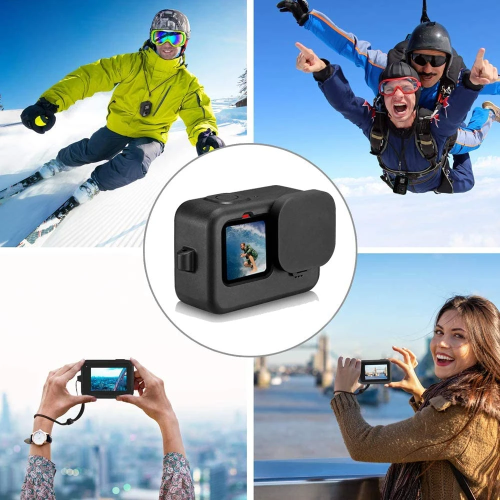 Silicone Camera Sleeve + Lens Cap Cover for GoPro Hero 10 9 Protective Frame Case Shell Accessories Go Pro Hero 10 Action Camera images - 6