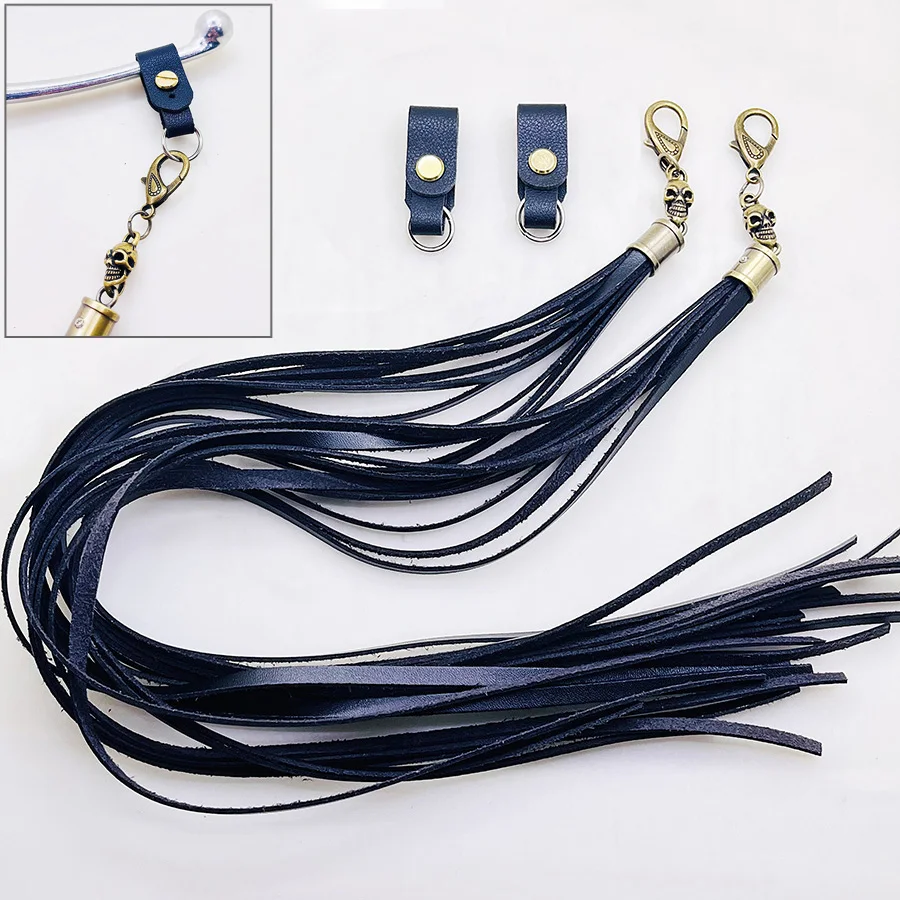 

Универсальный черный мотоциклетный тормозной рычаг сцепления из искусственной кожи, череп, заклепка, бахрома, чехол с кисточками для кафе Racer Harley Dyna Fat Bob