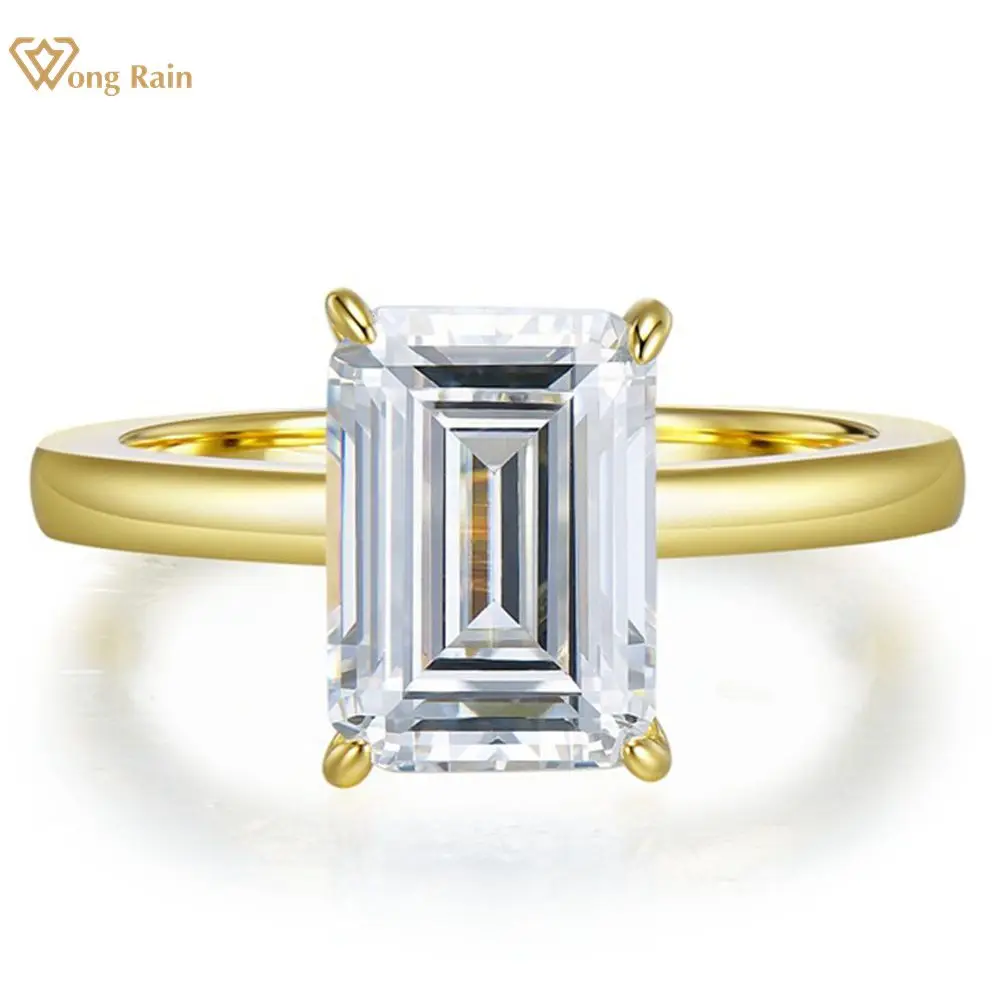 

Wong Rain 100% 925 Sterling Silver Emerald Cut High Carbon Diamonds Gemstone Wedding Engagement Ring Fine Jewelry Wholesale