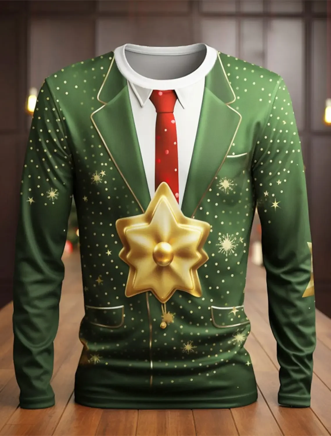 Мужская футболка с длинным рукавом круглым вырезом и 3D-принтом