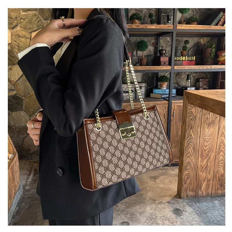 

New Women's Bag Fashion Elegant Handbag Commuter Handbag Large Capacity Handbag Waterproof PU Zipper Shoulder Bag