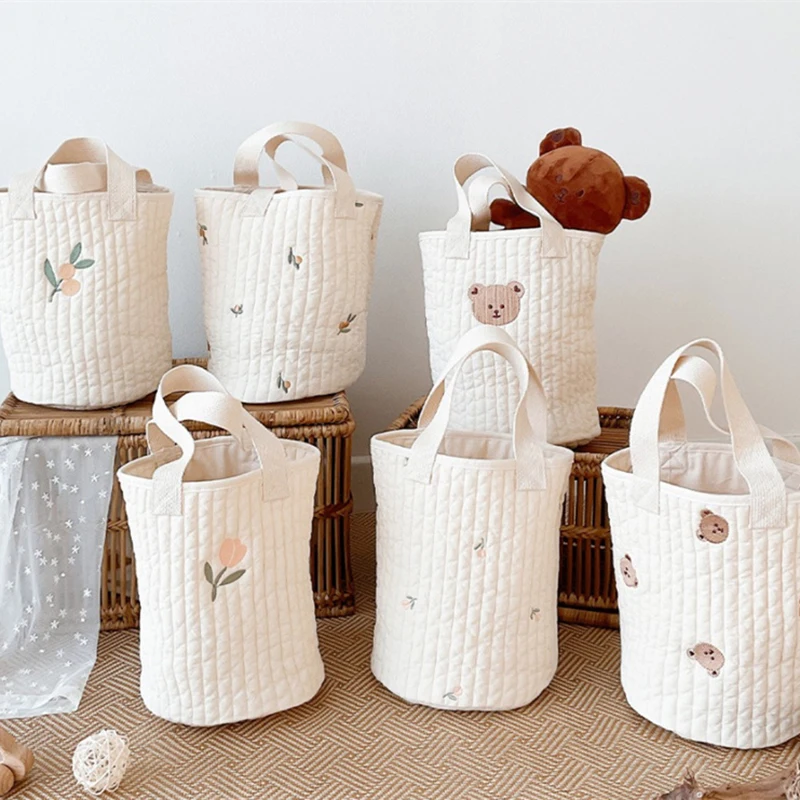 

Portable Baby Bags Mommy Bag Bucket Stroller Bottle/Diaper Nappy Storage Organizer Cute Embroidery Maternity Bag for Baby Mom