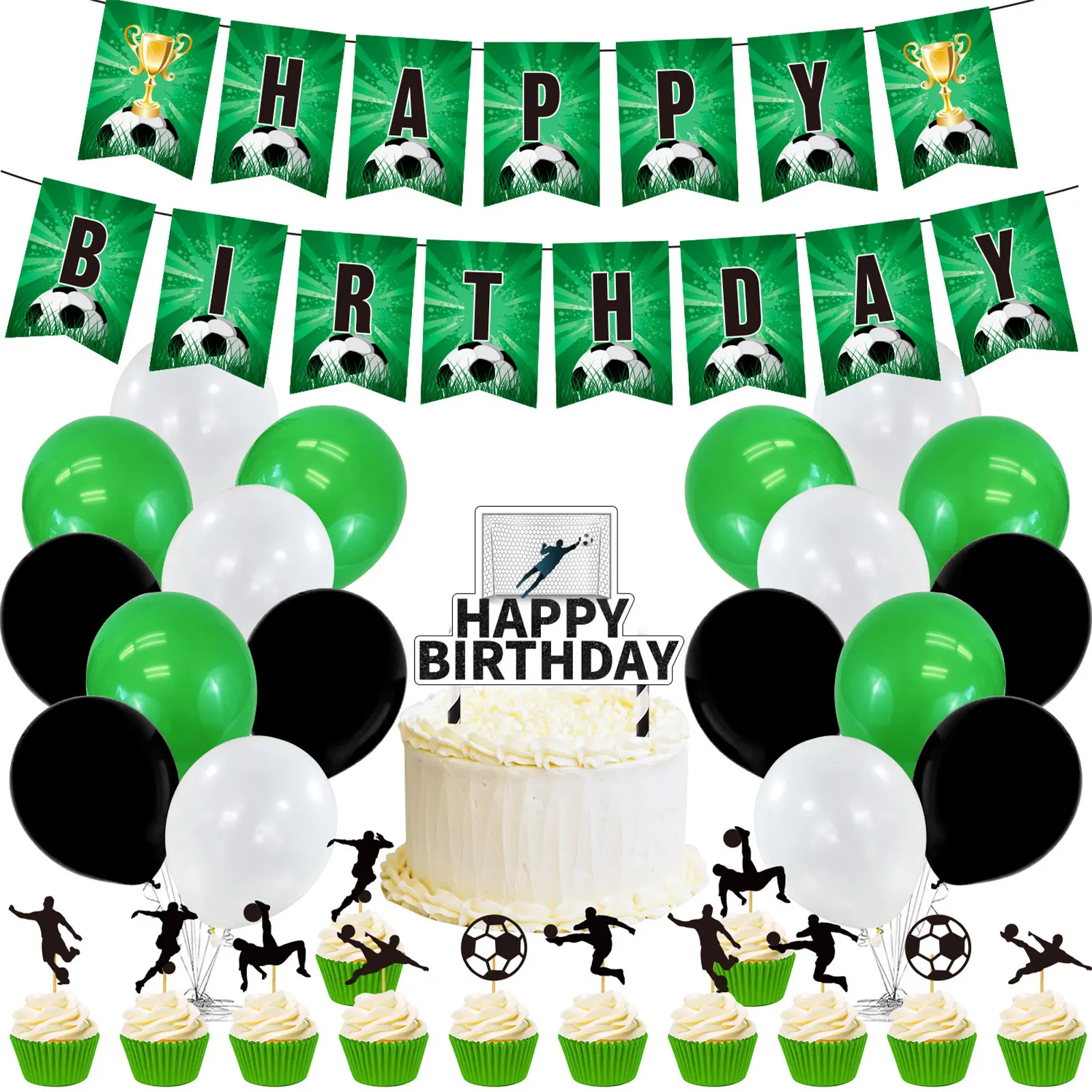 

Outdoor Birthday Party Decoration Balloons Football Themed Party Banner Cake Toppers Balloons Toys For Boys Kids Birthday Gift
