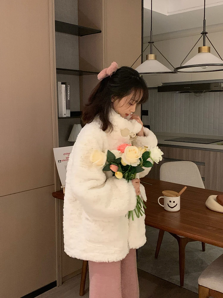 Autumn and Winter Women clothes New Lamb Wool Outerwear High-Grade Fur Integrated Soft Glutinous Imitation Rex Rabbit Thi...