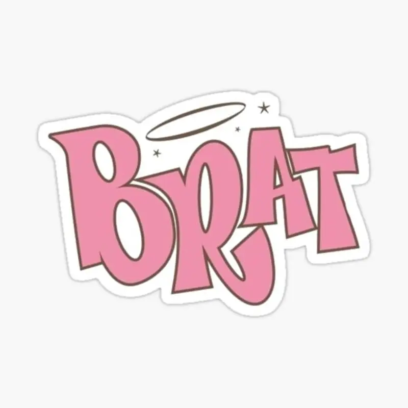 

Розовая наклейка с логотипом Brat для декора ноутбука, спальни, автомобиля, милый мультяшный модный чемодан для общественных мест
