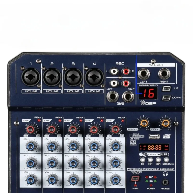 

6-канальный Dj-микшер, звуковая карта с монитором 16 Echo DSP 48 В, фотосессия, караоке