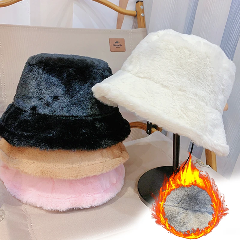 

Women Thicken Flat Top Bucket Hat Large Size Bucket Hat Winter Warm Hats for Women Panama Hat Outdoor Fisherman Caps Gorras