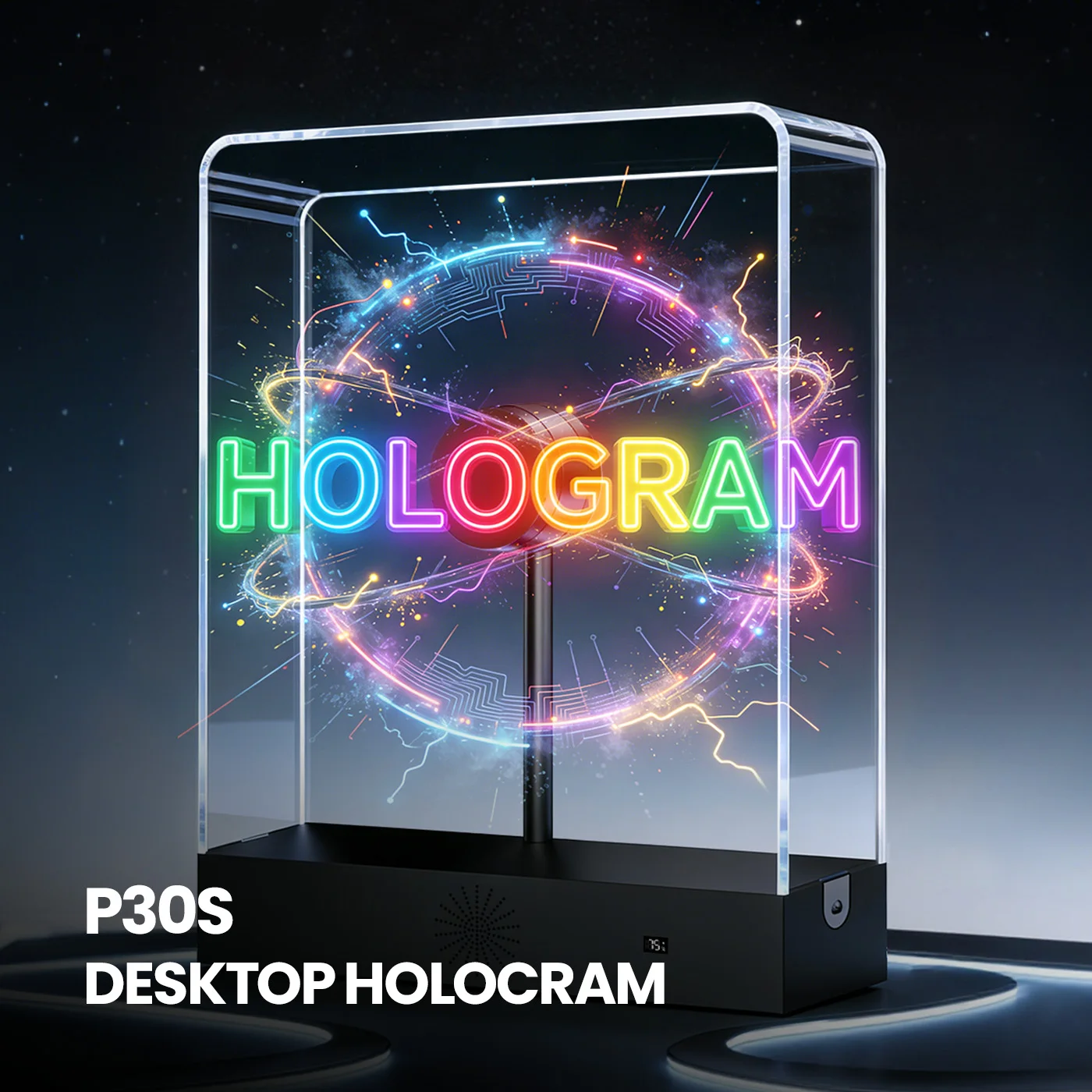 

Новый 3D-голографический вентилятор со светодиодной подсветкой - Декор для рабочего стола на Хэллоуин и Рождество, функция игры в видео и изображение