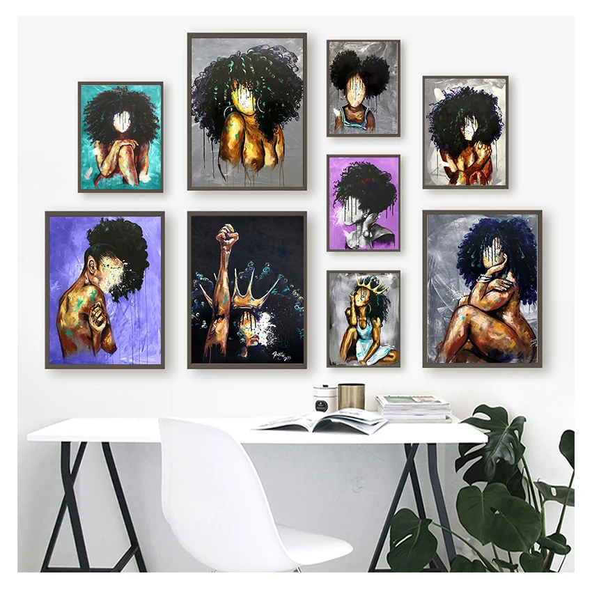 

Abstract Blur Black Africa Girl Portrait Wall Art Canvas Painting Nordic Posters And Prints Wall Pictures For Living Room Decor