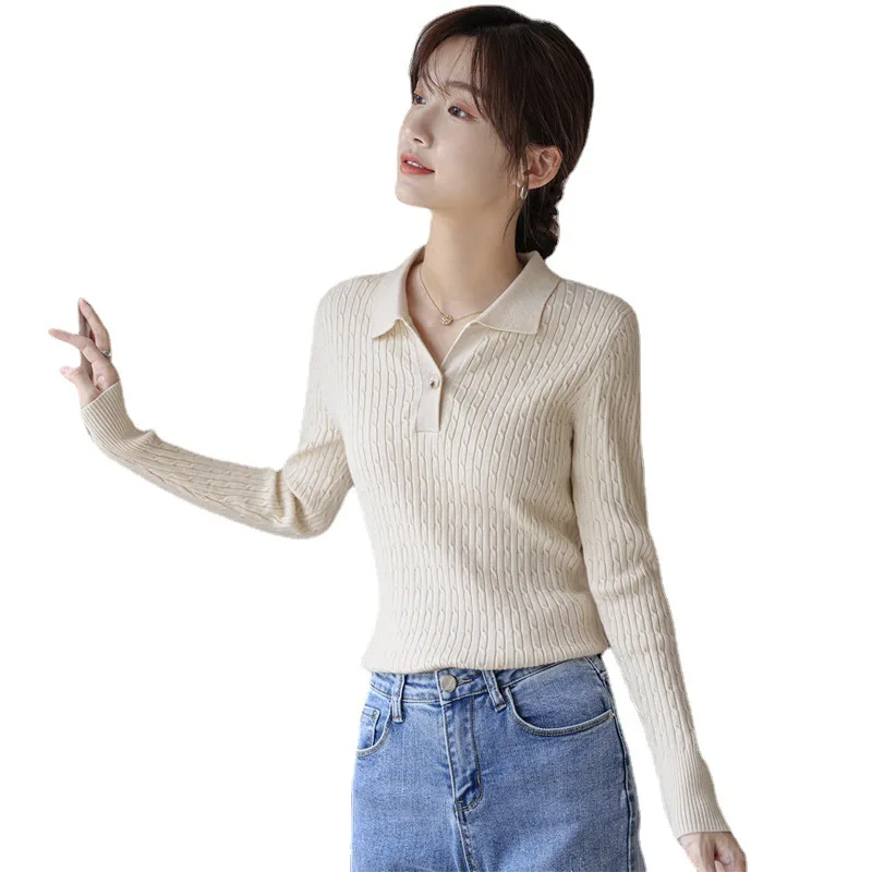 

Early Autumn The New 2022 Korean Version Loose V-neck Knit Female Long Sleeve Pullovers