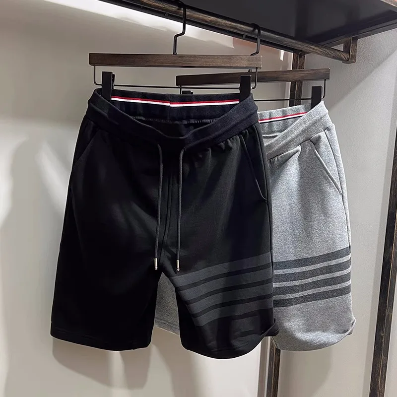 

Luxury Casual TB Shorts Four-bar Striped Tide Men's Summer Trend Drawstring Cotton Brand Sports Couple Mid Pants