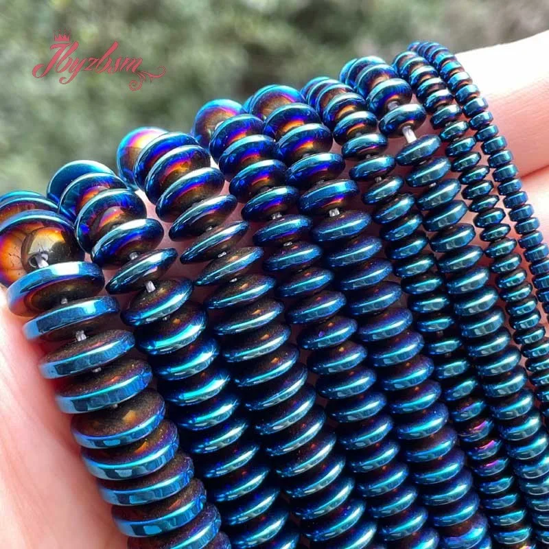 

2x3/3x8/3x12mm Natural Rondelle Blue Hematite Loose Stone Beads For Necklace Bracelet Jewelry Making Strand 15" Free shipping