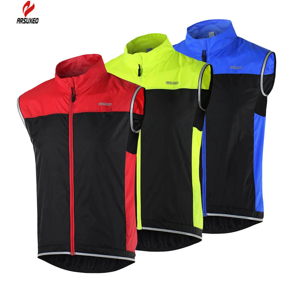 

2022 New ARSUXEO Men's Shorts Jacket Lightweight Sleeveless Coat Jacket Running Cycling Bicycle Vest Windproof Roupa Ropa Cicl