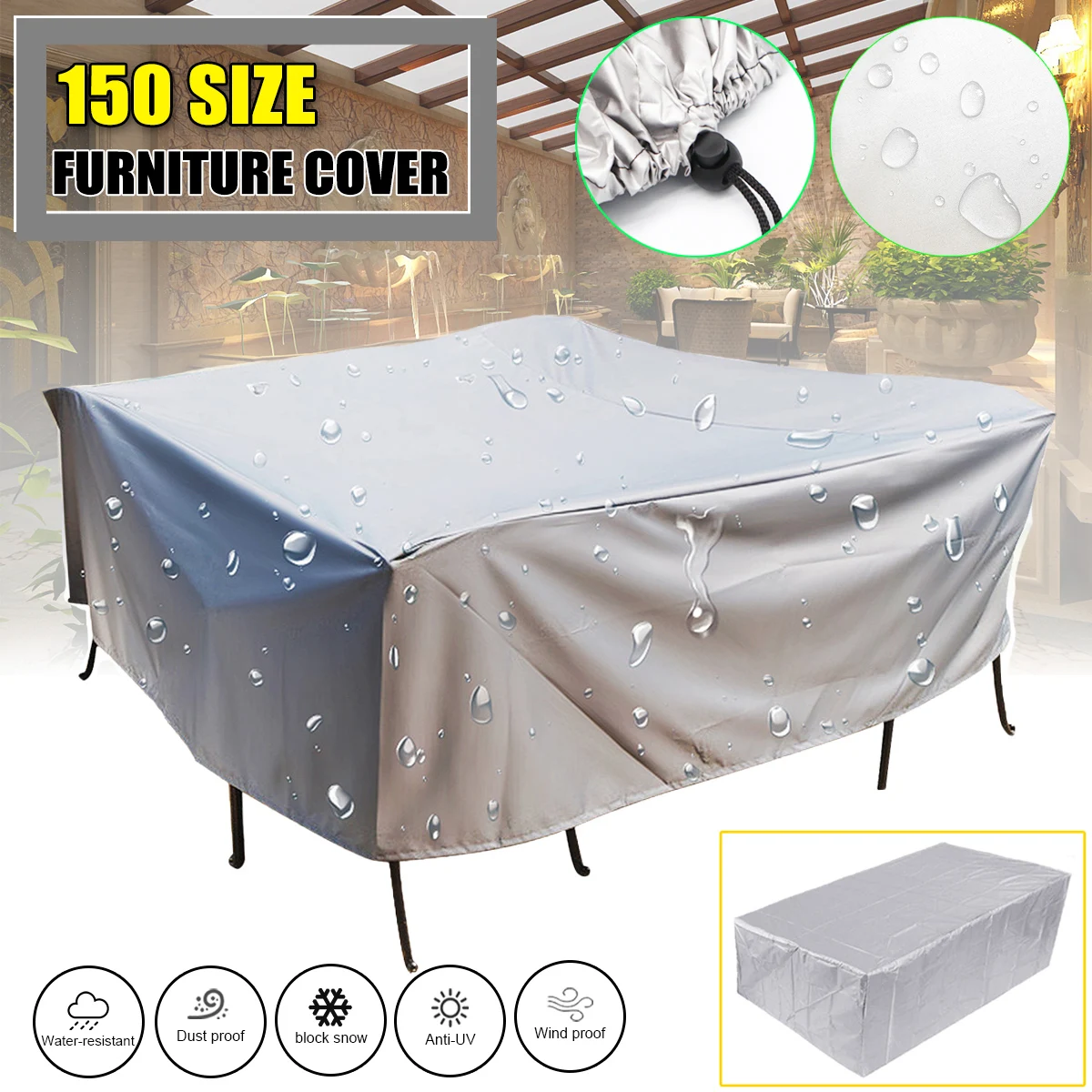 S Patio Rain Snow Garden Cover For Table Sofa Chair Gray Big