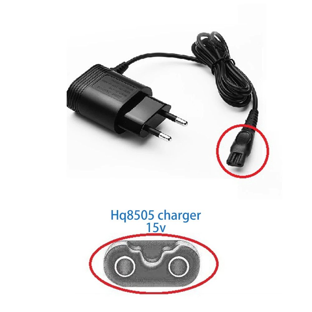 Зарядное устройство EU Plug мощностью 15V 5.4W с двумя штыревыми разъемами для бритв Philips HQ6070 HQ6075 HQ6090 HQ8500 HQ6073 HQ6076.
