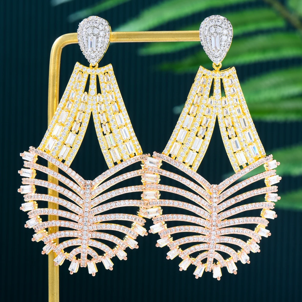 

Blachette DUBAI TRICOLOR BIG Geometry Earrings Trendy Fashion Charms Cubic Zircon Round Statement Earring Women Wedding Jewelry