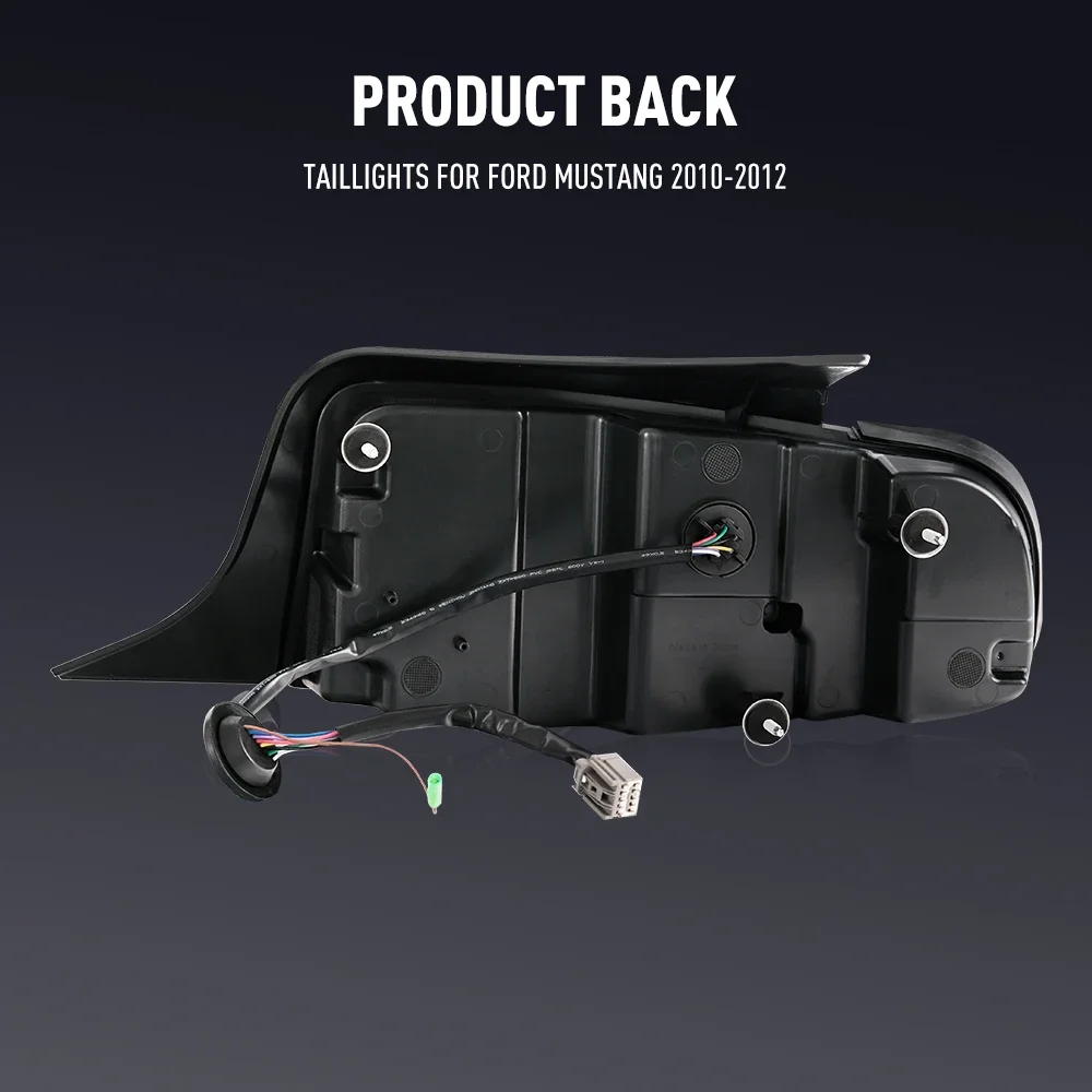 Фото Пара светодиодных задних фонарей для Ford Mustang 2010-2012 DRL, сигнал поворота заднего тормоза, Plug and Play, автомобильный задний фонарь в сборе №4