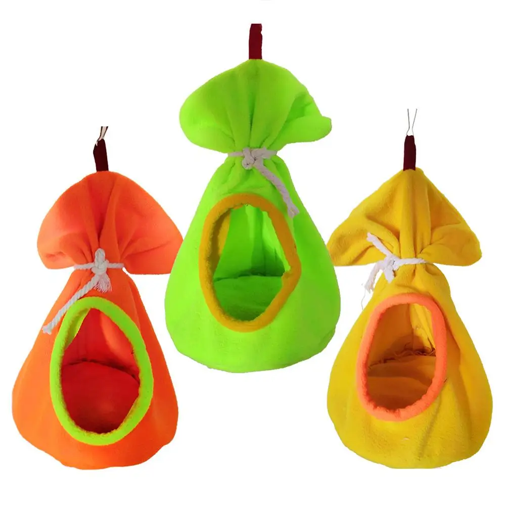 

New Pet Bird Parrot Bed Cave House Sleeping Nest Hanging Hammock Plush Parrot Fuzzy Sleeping Hut For Small Animal