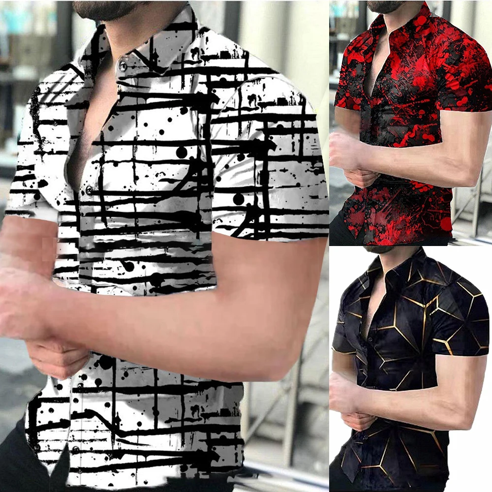 Print Men Shirts Casual Short Sleeve Top Summer Male Hawaii Shirt 2023 Hot Streetwear Trendy Cool Hawaiian Shirt Men Clothes
