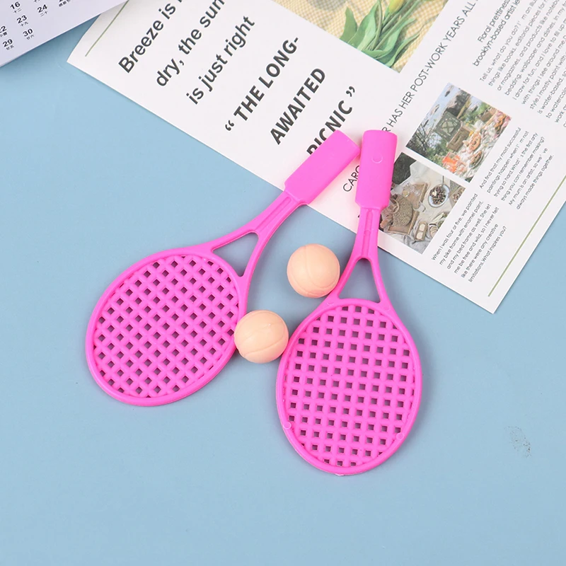 

1set Kawaii Miniature Dollhouse Garden Mini Tennis Racket Ball Gift Doll House Accessories Decoration