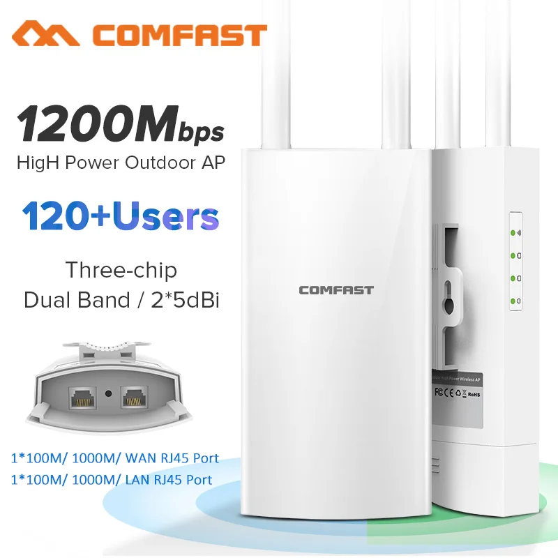 Gigabit Port EW72V2 1200Mbps Dual Band 5Ghz High Power Outdoor AP Gigabit Wifi Router Antenna Wi Fi Access Point Base Station