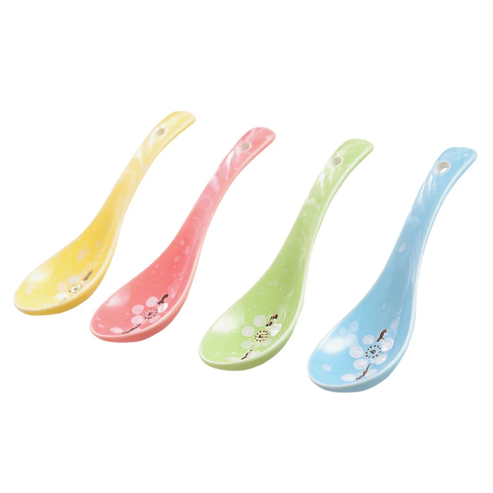 

Spoons Spoon Soup Ceramic Serving Asian Dessert Chinese Japanese Ramen Rice Porcelain Porridge Sugar Noodle Setkorean