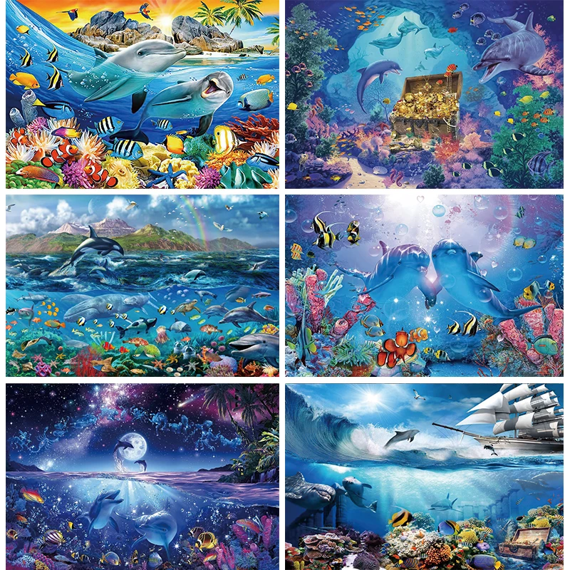 

Portrait Underwater World Decoration Backdrop Birthday Party Ocean Seabed Shark Dolphin Photography Background Studio Banner