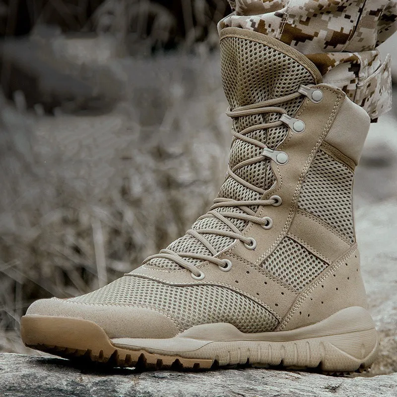 

Autumn Combat Boot Men Women Climbing Training Lightweight Waterproof Tactical Boots Outdoor Hiking Breathable Mesh Army Shoes