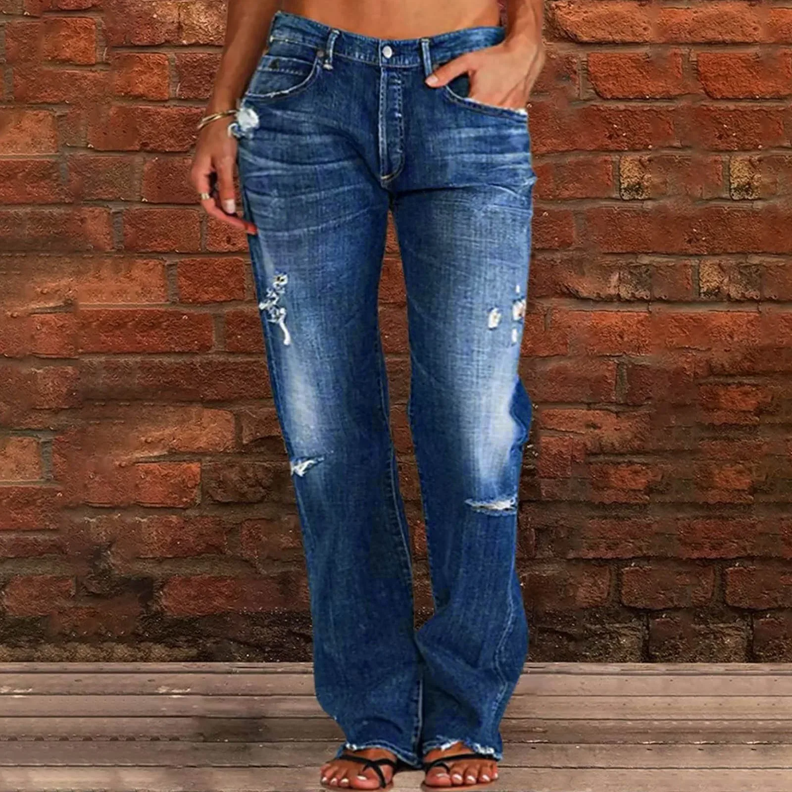 

Straight Leg Jeans For Women Ripped Hem Low Waisted Jeans For Women Womens Snow Pants