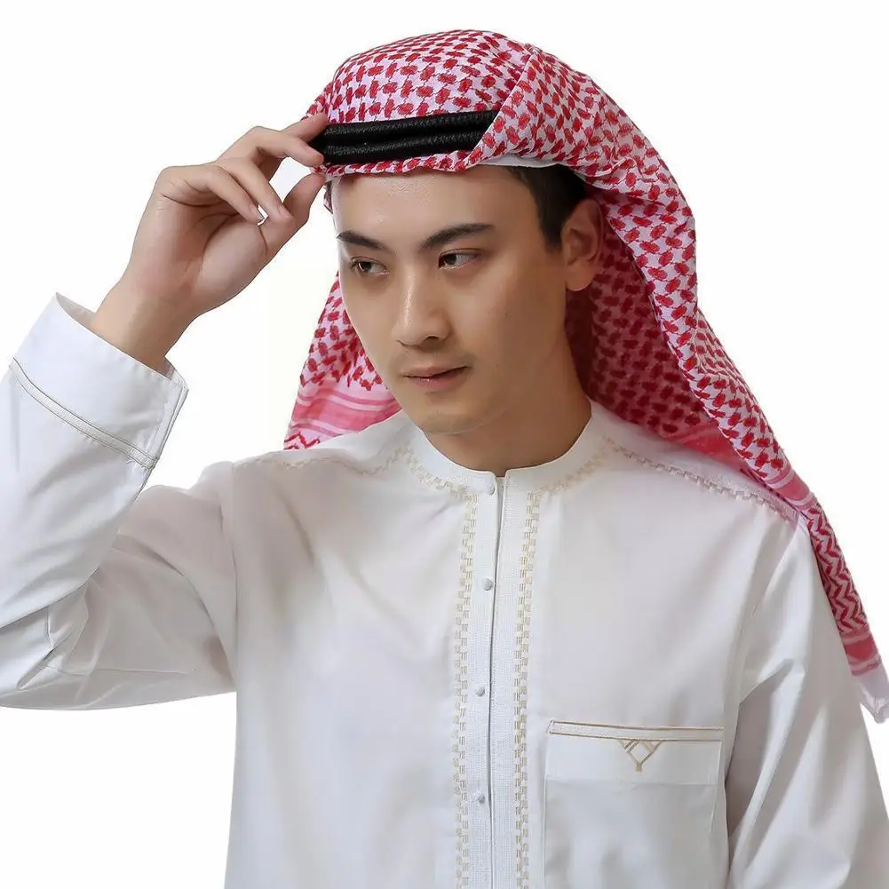 

Muslim Hijab Scarf Men Islamic Shawls Headband Saudi Islamic Wear Headscarf Traditional Dubai Arab Accessories Male Prayer B4k2
