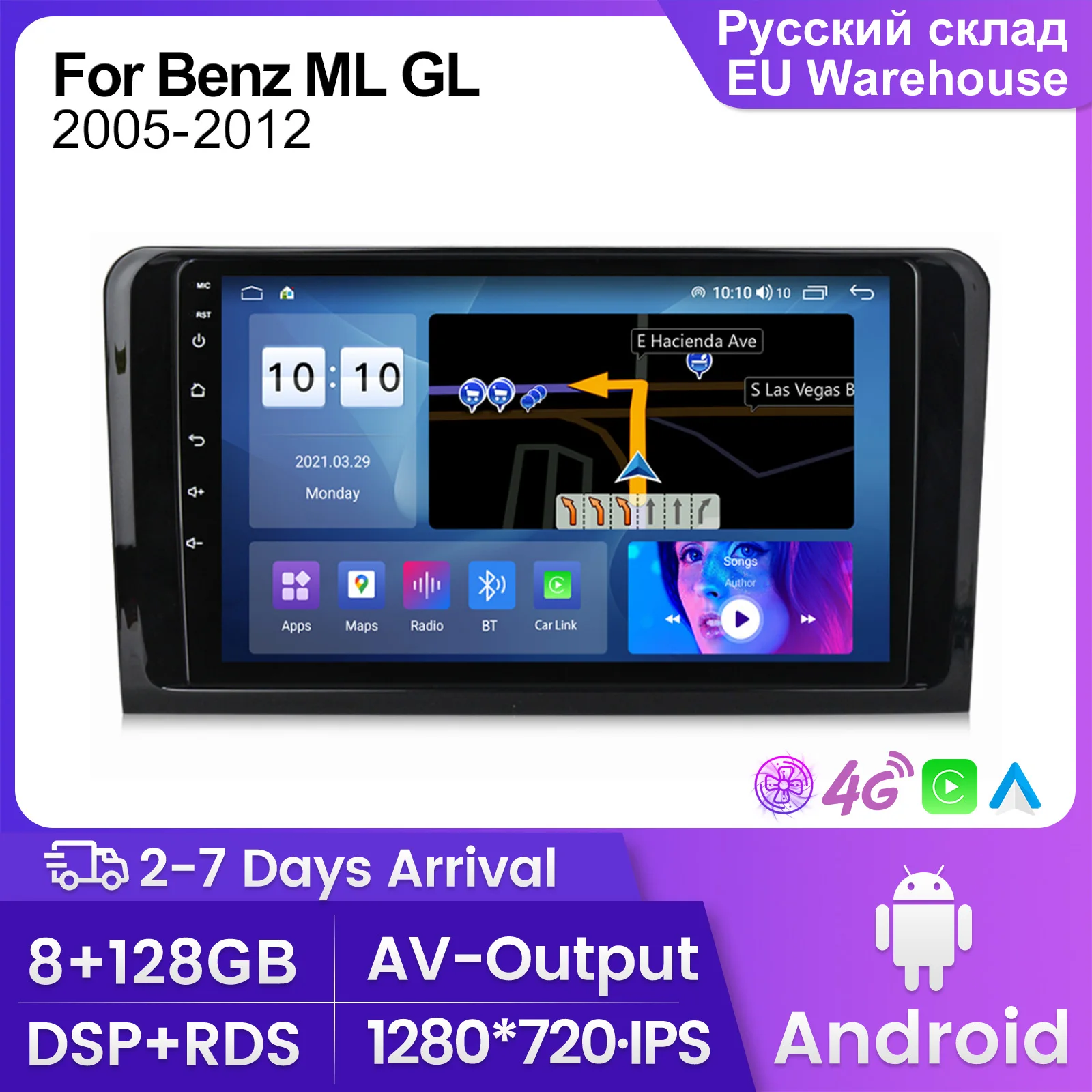 

Автомобильный мультимедийный плеер 2 Din Android для Mercedes Benz ML W164 X164 ML350 ML300 GL500 ML320 ML280 GL350 GL450 GPS 4G lte BT