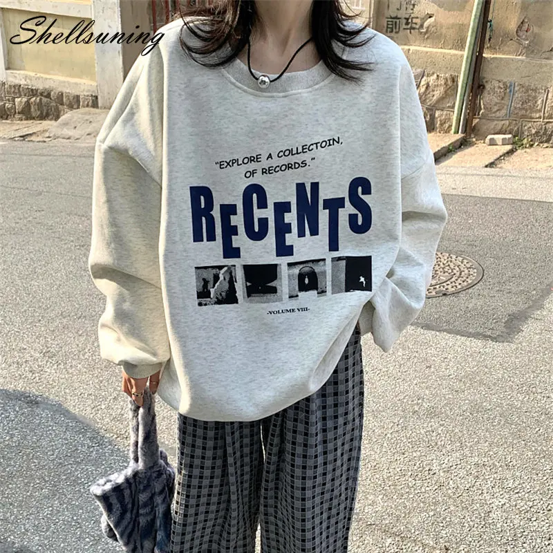 

Shellsuning Trendy Streetwear Letter Printed Hoodie Women Autumn Long Sleeve Basic Sweatshirt Female Fashion O-neck Jumpers