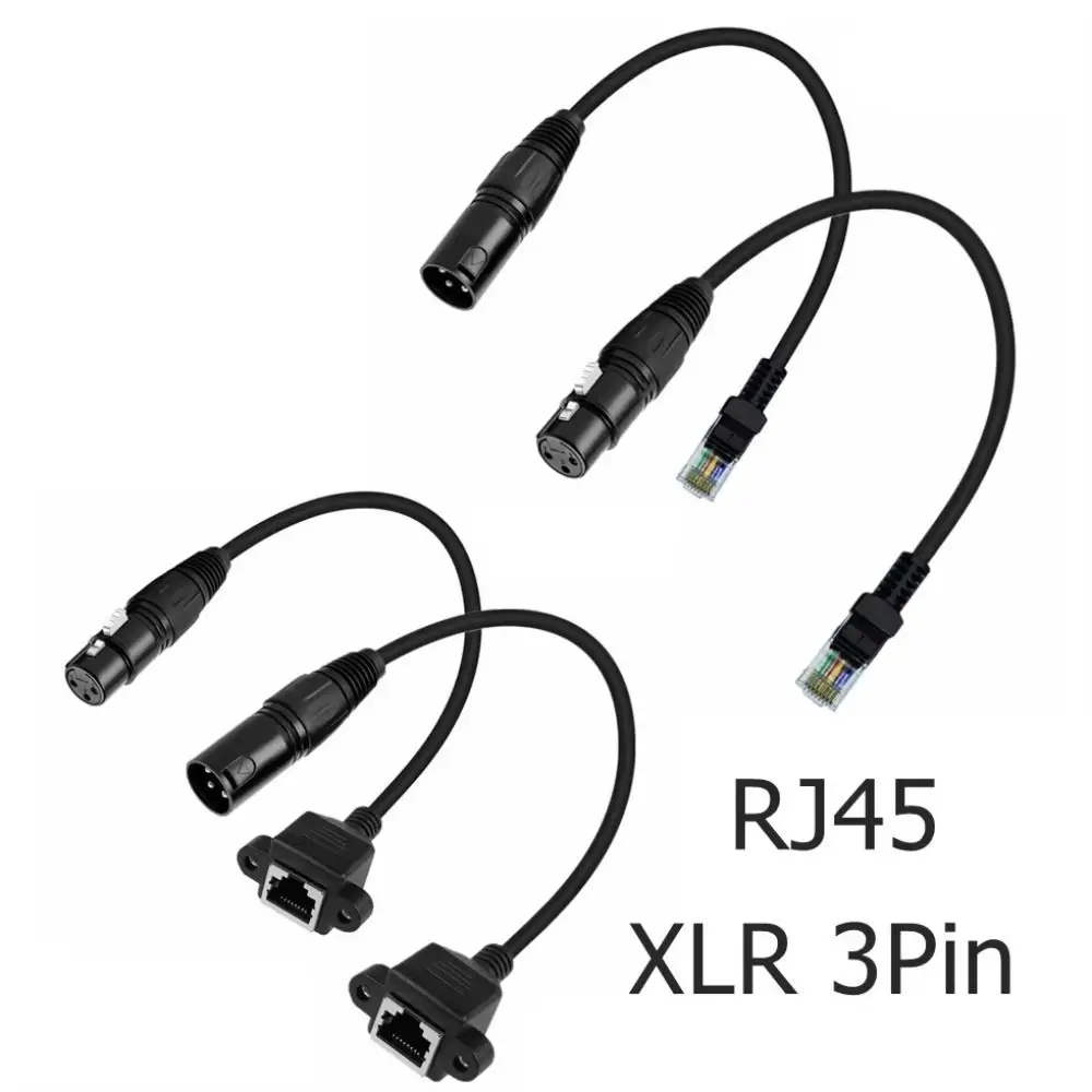 Фото Кабель-адаптер XLR (женский) на RJ45 (мужской), 3-контактный, ABS, 30 см, сетевой разъем RJ45, прочный, универсальный, для контроллеров DMX-CON серии №4