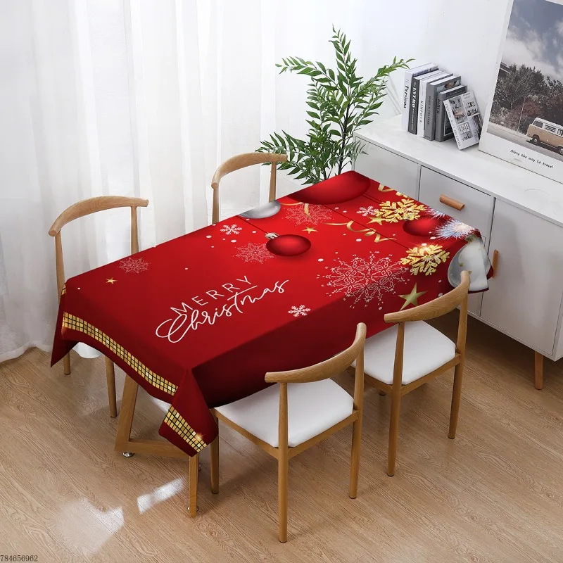 

Christmas Tablecloth Printing Xmas Dining Christmas Bells Dinning Table Cover Cloth for Home Party Decor decoration