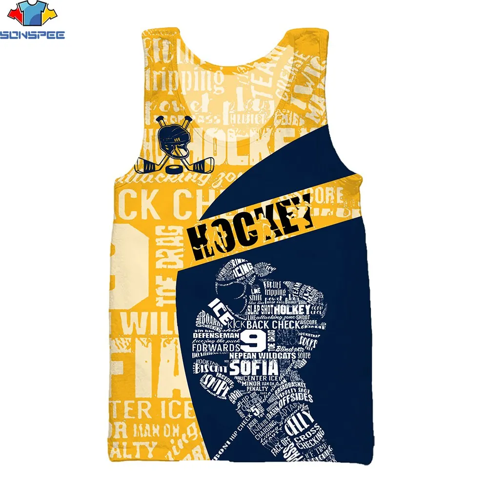 

SONSPEE Ice Hockey Adult Sleeveless Vest Goalie Sports Sticks Puck Skating Tank Top Men Woman Cool and Refreshing Summer Tops