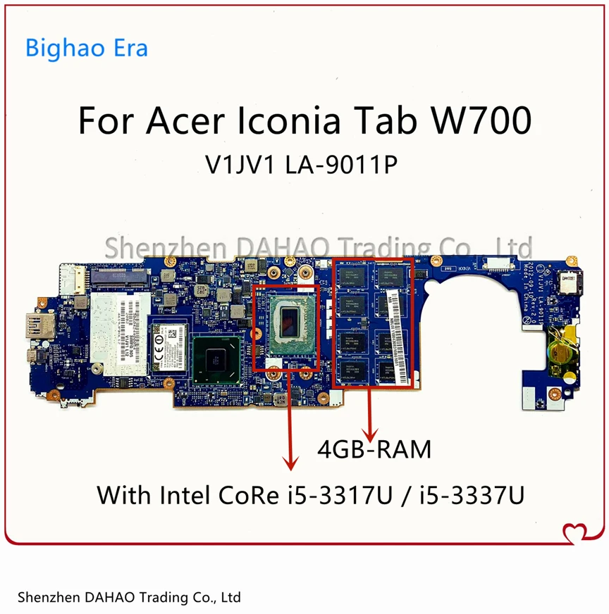 

Материнская плата V1JV1 для ноутбука ACER Iconia W700 W700P с процессором i5-3337U 4G-RAM NBL0E11004 NB.L0E11.004 100% полностью протестирована