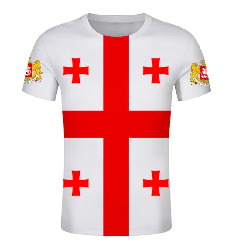 

Georgia Flag 3d T-shirt Custom Men Red Cross Flag Black T Shirts Child Whitet Shirt Custom Couple Clothing