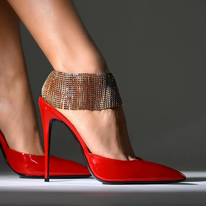 

Luxury Beautiful Colored Rhinestone Long Tassel Anklet Women Dinner High Heels Foot Accessories Crystal Ankle Chain Jewelry Gift
