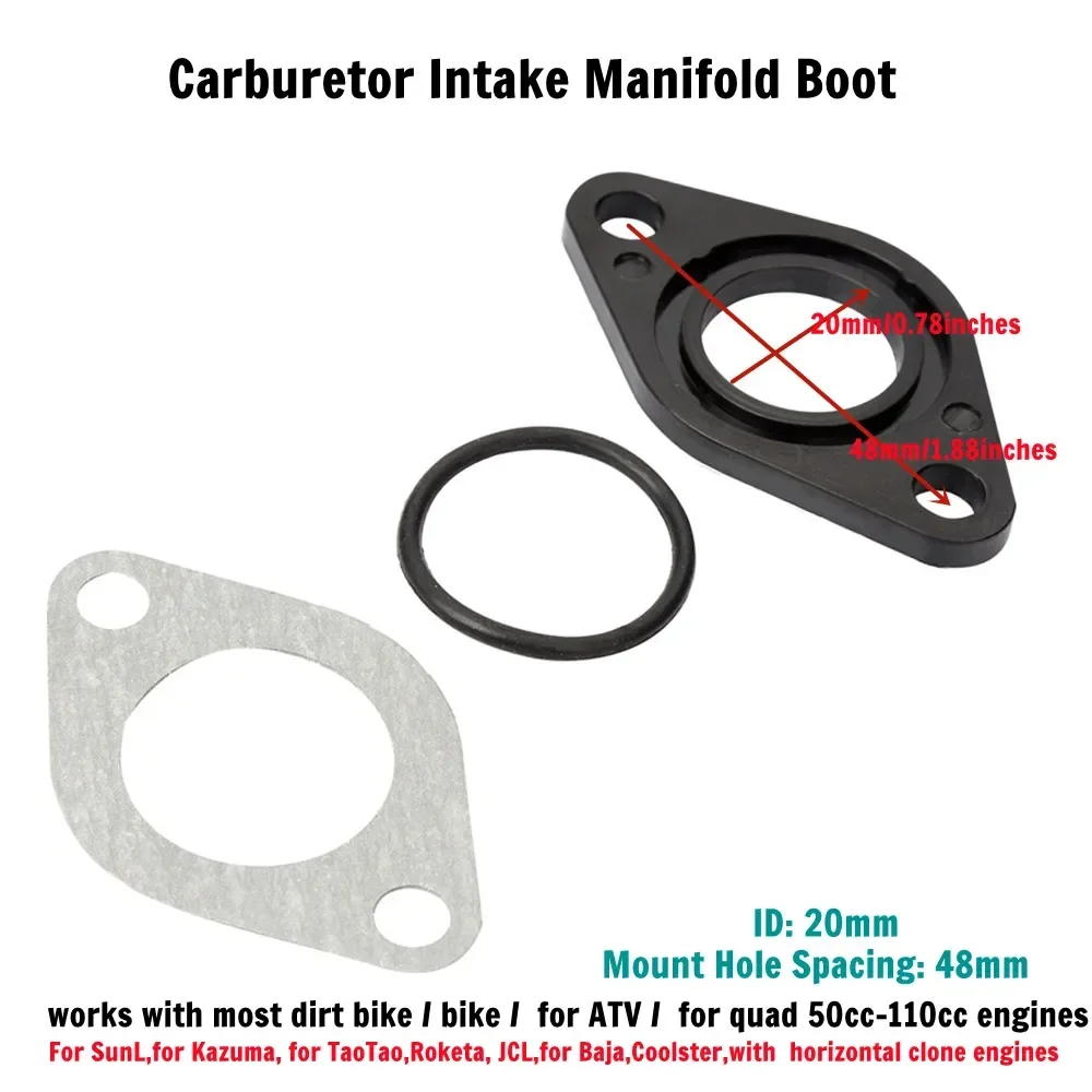 

Уплотнительная прокладка для впускного коллектора карбюратора 20 мм с уплотнительным кольцом для квадроцикла 50, хорошая герметичность и маслостойкость