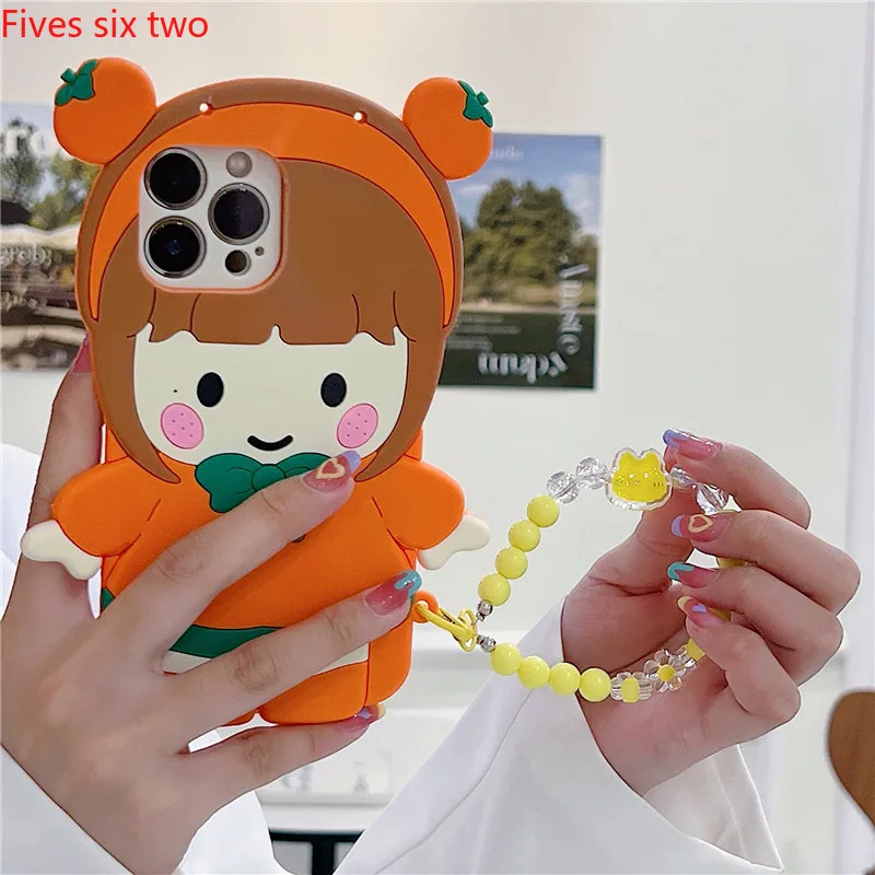 Мягкий силиконовый чехол с корейским мультяшным рисунком Super Cute 3D Orange Girl для Xiaomi