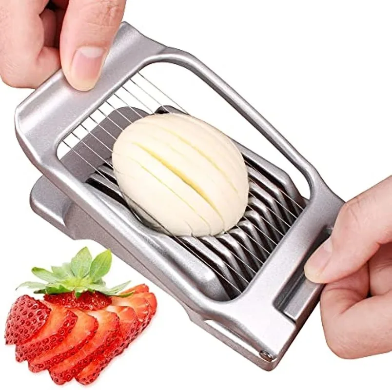 

Egg Slicer for Hard Boiled Eggs Egg Cutter Strawberry Slicer Heavy Duty Aluminium Slicer Stainless Steel Wire Multipurpose Egg