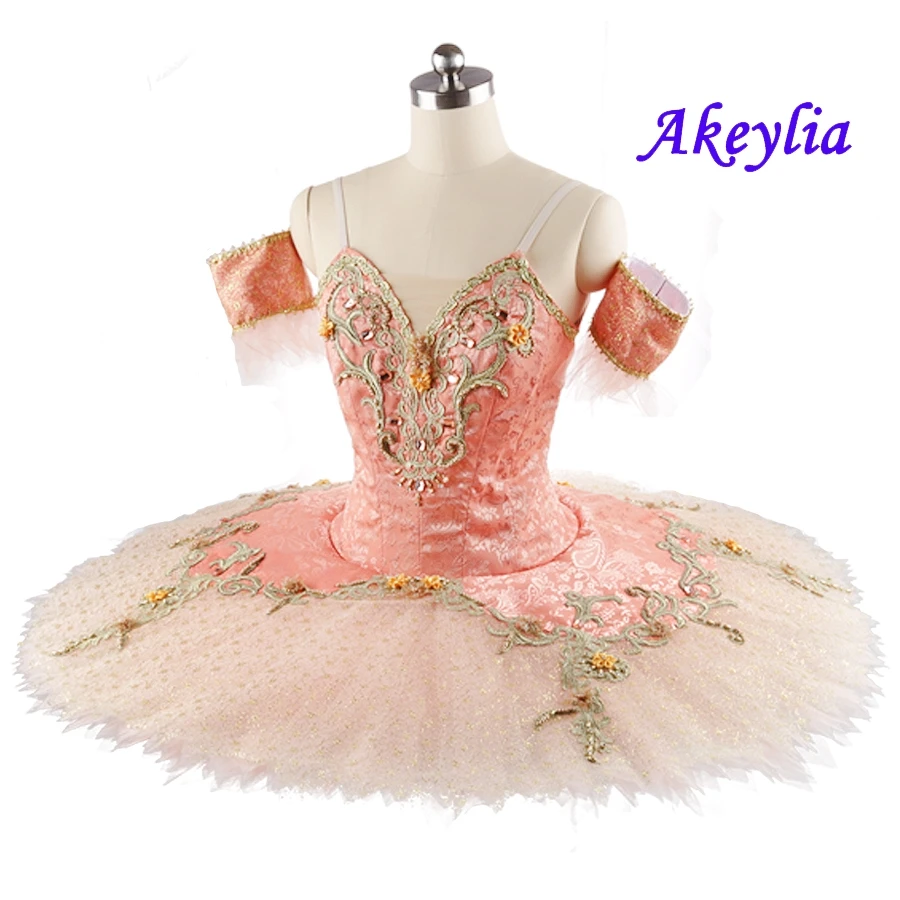 YAGP принцесса профессиональная балетная пачка оранжевое золото жаккардовая